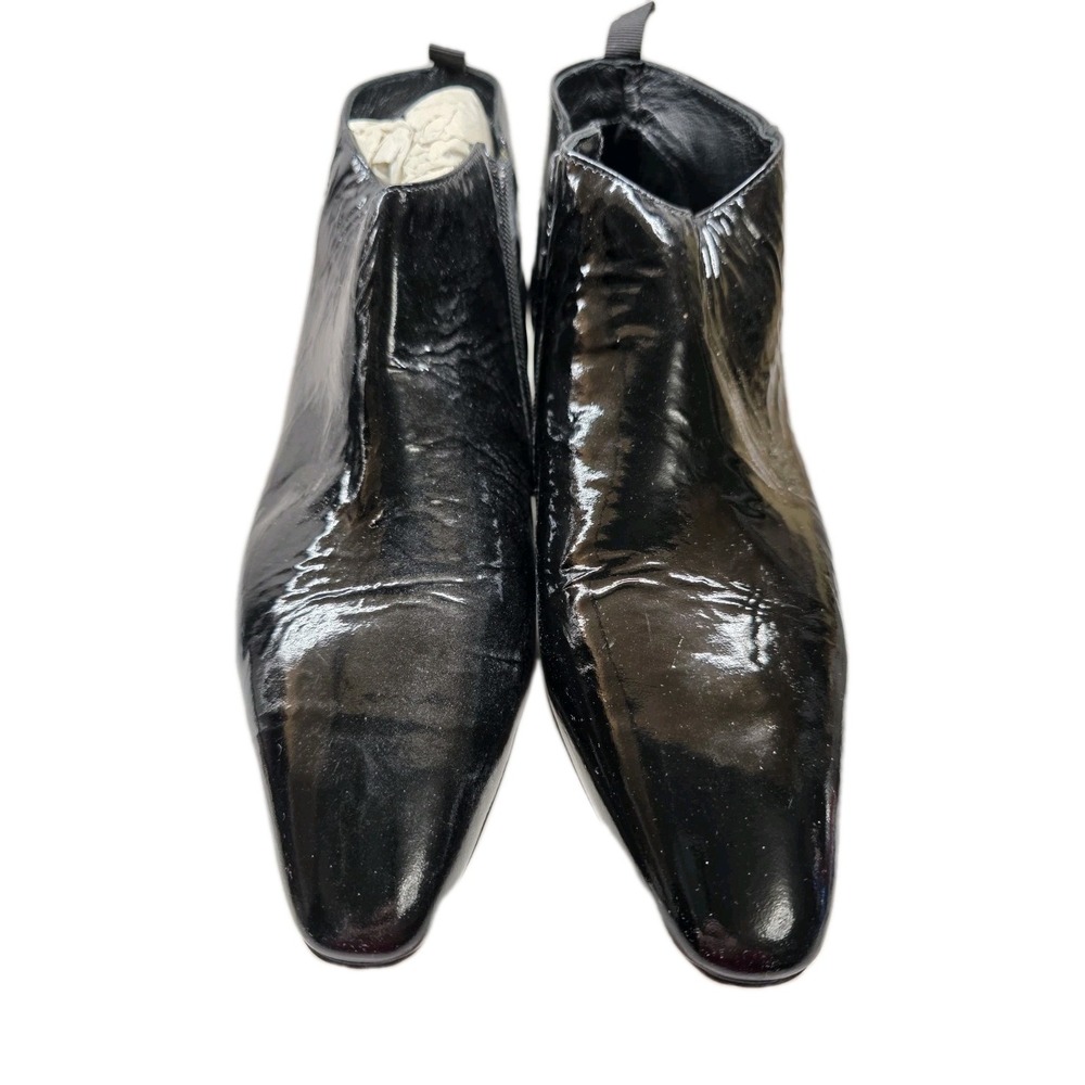 Roberto Vianni Neiman Marcus Black Patent Leather Ankle Boots 10 Italy